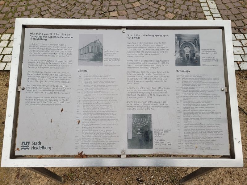 Heidelberg Synagogue Marker. Click for full size. Heidelberg Synagogue Marker image. Click for full size.