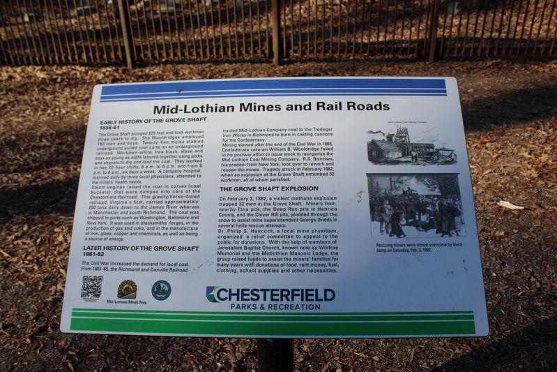Mid-Lothian Mines and Rail Roads Marker. Click for full size. Mid-Lothian Mines and Rail Roads Marker image. Click for full size.