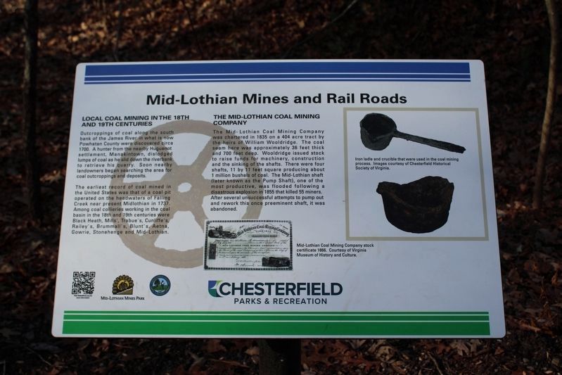 Mid-Lothian Mines and Rail Roads Marker image. Click for full size.