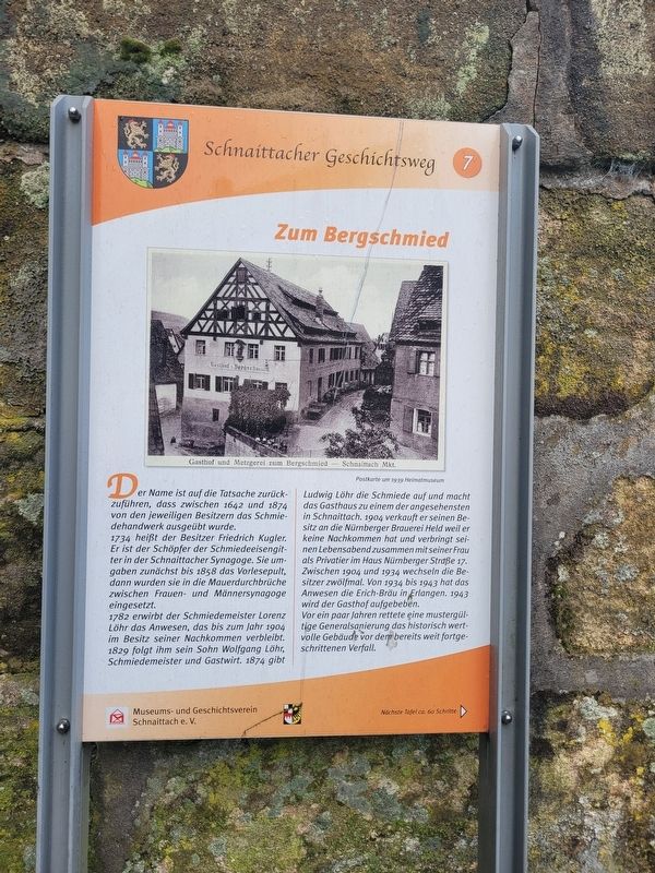 Zum Bergschmied / At the Mountain Blacksmith Marker. Click for full size. Zum Bergschmied / At the Mountain Blacksmith Marker image. Click for full size.