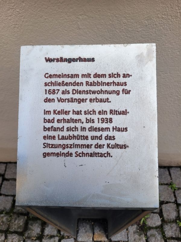 Vors�ngerhaus / Cantor�s House Marker image. Click for full size.