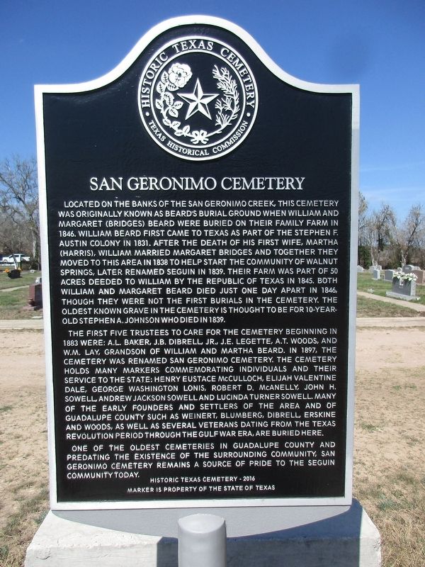 San Geronimo Cemetery Marker. Click for full size. San Geronimo Cemetery Marker image. Click for full size.