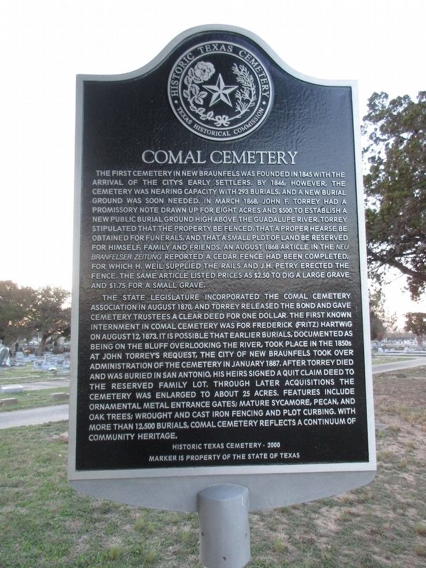 Comal Cemetery Marker image. Click for full size.