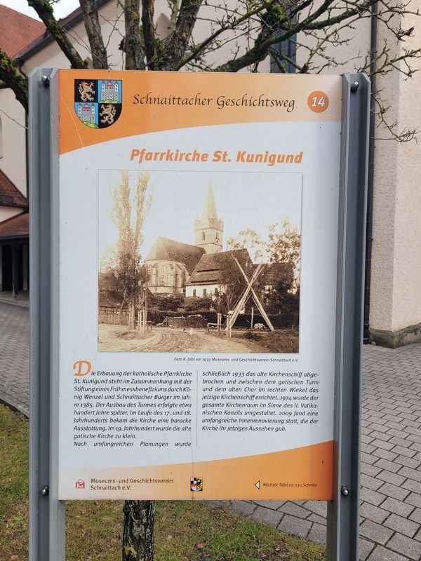 Pfarrkirche St. Kunigund / Parish Church of St. Kunigund Marker. Click for full size. Pfarrkirche St. Kunigund / Parish Church of St. Kunigund Marker image. Click for full size.