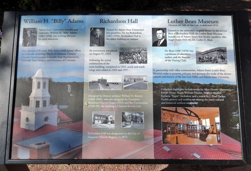 William H. “Billy” Adams / Richardson Hall / Luther Bean Museum Marker. Click for full size. William H. “Billy” Adams / Richardson Hall / Luther Bean Museum Marker image. Click for full size.