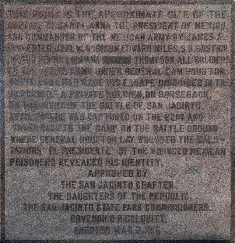 The Capture of Santa Anna Marker. Click for full size. The Capture of Santa Anna Marker image. Click for full size.