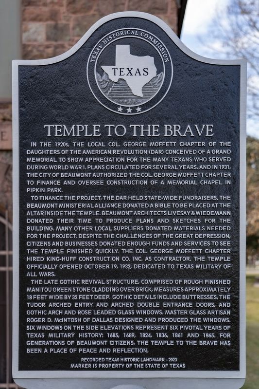 Temple to the Brave Marker. Click for full size. Temple to the Brave Marker image. Click for full size.