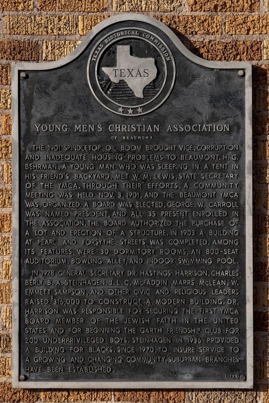 Young Men's Christian Association Of Beaumont Marker. Click for full size. Young Men's Christian Association Of Beaumont Marker image. Click for full size.