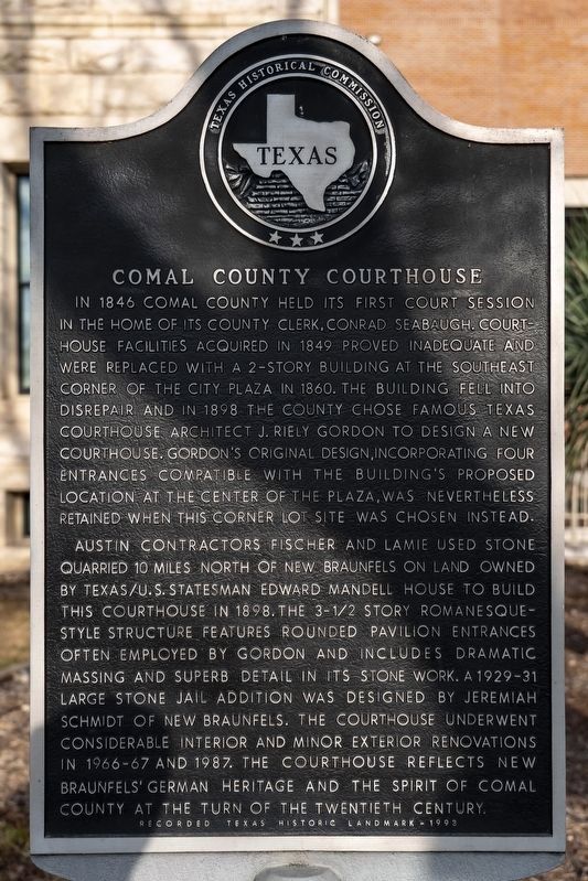 Comal County Courthouse Marker. Click for full size. Comal County Courthouse Marker image. Click for full size.