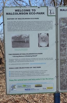 Welcome to Malcolmson Eco-Park - Marker. Click for full size. Welcome to Malcolmson Eco-Park - Marker image. Click for full size.