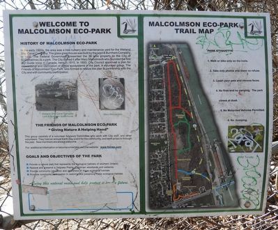 Welcome To Malcolmson Eco-Park - Marker. Click for full size. Welcome To Malcolmson Eco-Park - Marker image. Click for full size.