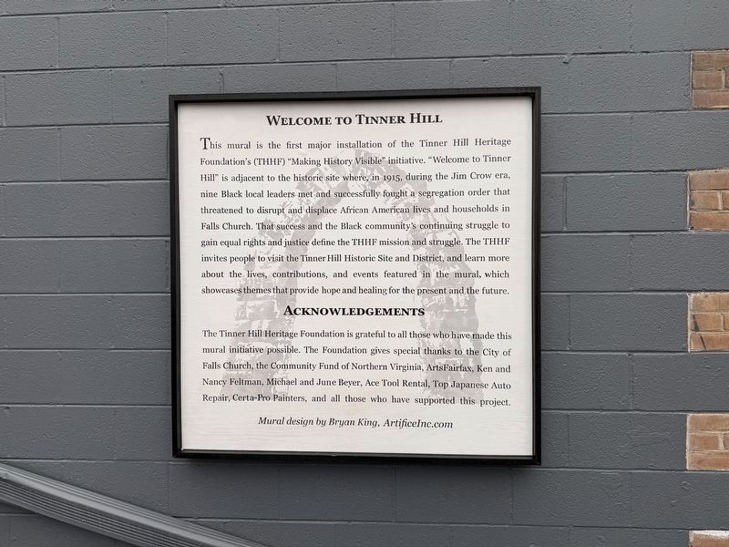 Welcome to Tinner Hill Marker. Click for full size. Welcome to Tinner Hill Marker image. Click for full size.
