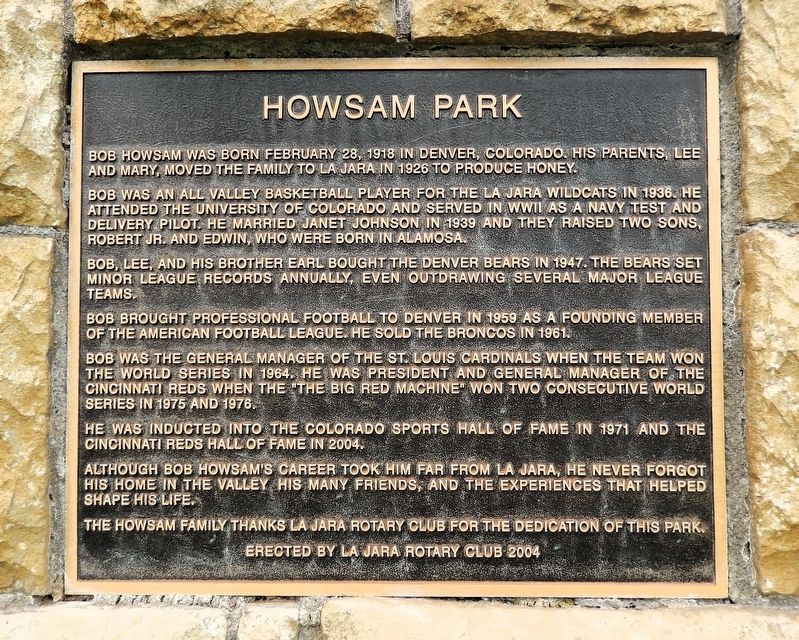 Howsam Park Marker. Click for full size. Howsam Park Marker image. Click for full size.