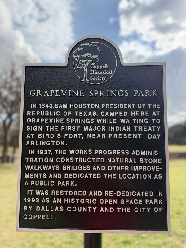 Grapevine Springs Park Marker. Click for full size. Grapevine Springs Park Marker image. Click for full size.