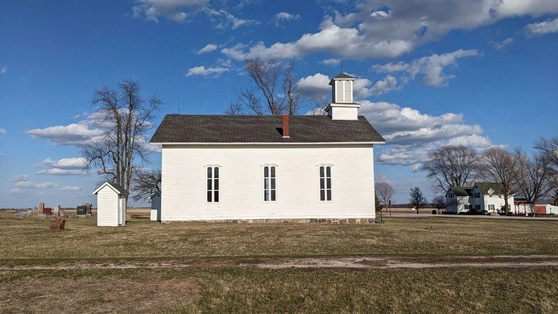 Prairie Dell Meeting House west side. Click for full size. Prairie Dell Meeting House west side image. Click for full size.