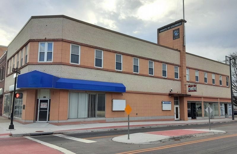 Knights of Columbus Hall and Marker. Click for full size. Knights of Columbus Hall and Marker image. Click for full size.