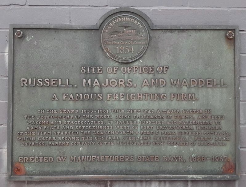 Site of Offices of Russell, Majors, and Waddell Marker. Click for full size. Site of Offices of Russell, Majors, and Waddell Marker image. Click for full size.