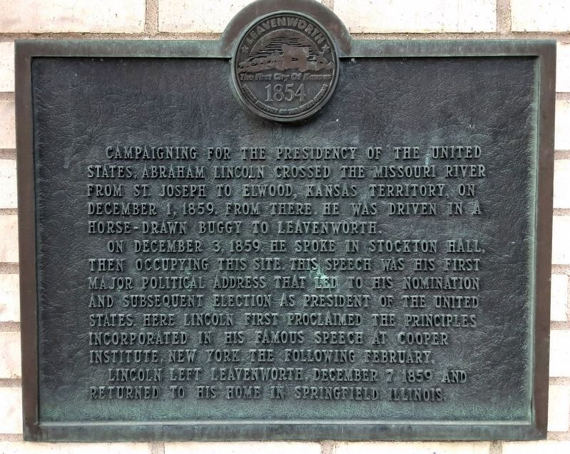 Lincoln at Stockton Hall Marker image. Click for full size.