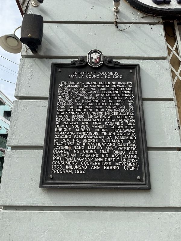 Knights of Columbus Manila Council No. 1000 Marker image. Click for full size.