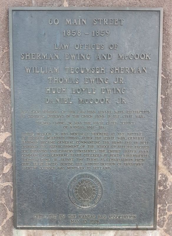 Law Offices of Sherman, Ewing, and McCook Marker. Click for full size. Law Offices of Sherman, Ewing, and McCook Marker image. Click for full size.