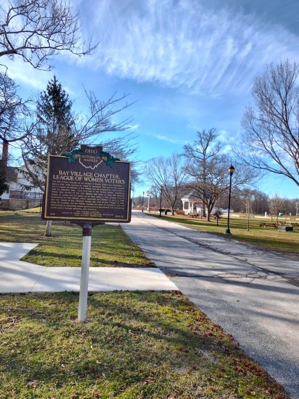 Bay Village Chapter League of Women Voters / Honoring Bay Village Chapter, 75th Anniversary Marker. Click for full size. Bay Village Chapter League of Women Voters / Honoring Bay Village Chapter, 75th Anniversary Marker image. Click for full size.