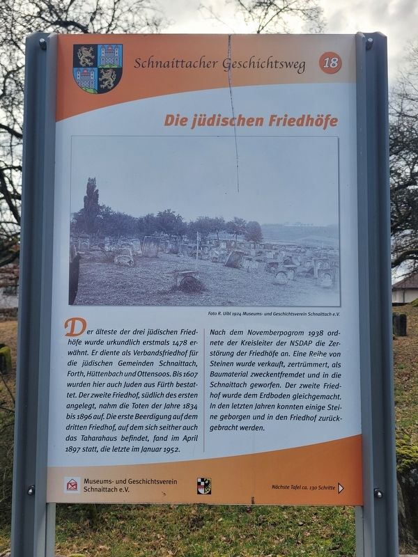 Die j�dischen Friedh�fe / The Jewish Cemeteries Marker image. Click for full size.