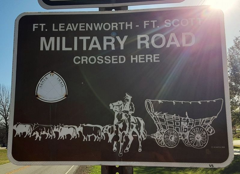 Ft. Leavenworth - Ft. Scott Military Road Marker. Click for full size. Ft. Leavenworth - Ft. Scott Military Road Marker image. Click for full size.