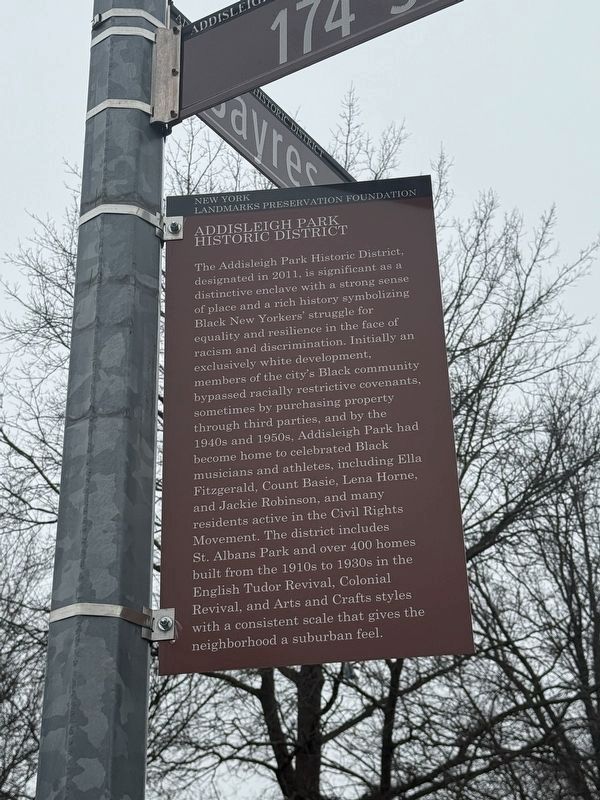 Addisleigh Park Historic District Marker image. Click for full size.