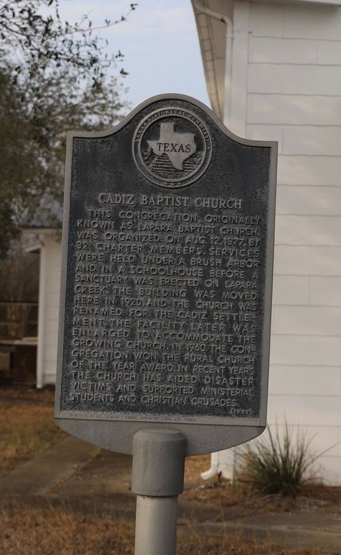 Cadiz Baptist Church Marker image. Click for full size.