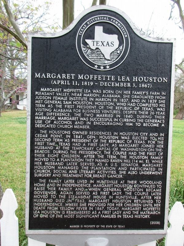 Margaret Moffette Lea Houston Marker. Click for full size. Margaret Moffette Lea Houston Marker image. Click for full size.