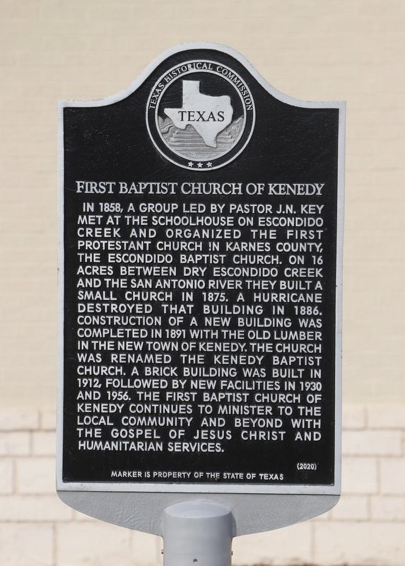 First Baptist Church of Kenedy Marker image. Click for full size.
