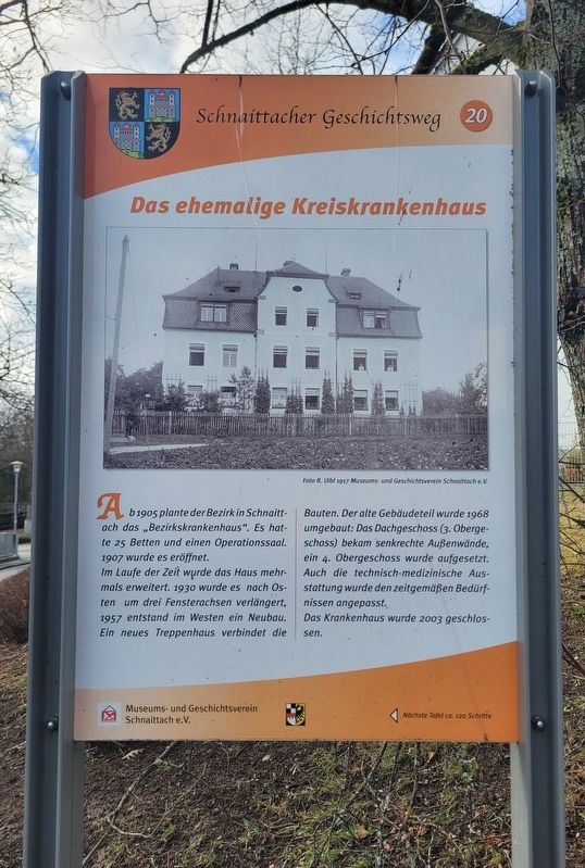 Das ehemalige Kreiskrankenhaus / The Former District Hospital Marker. Click for full size. Das ehemalige Kreiskrankenhaus / The Former District Hospital Marker image. Click for full size.