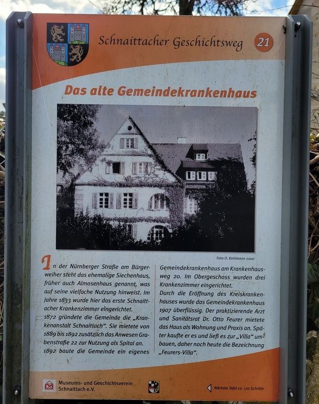 Das alte Gemeindekrankenhaus / The Old Municipal Hospital Marker. Click for full size. Das alte Gemeindekrankenhaus / The Old Municipal Hospital Marker image. Click for full size.