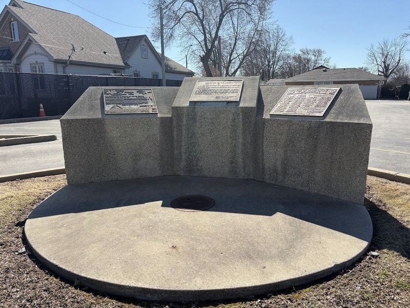 Three plaques near the Bridgeview Municipal Building image. Click for full size.