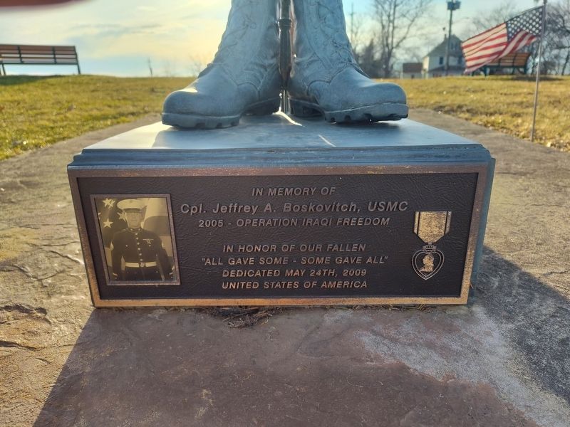 Cpl. Jeffrey A. Boskovitch, USMC Marker. Click for full size. Cpl. Jeffrey A. Boskovitch, USMC Marker image. Click for full size.