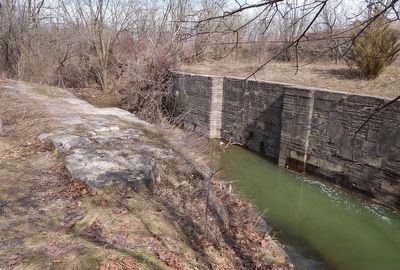 Lock 13's east wall, and the recess for the lower lock gate door. Click for full size. Lock 13's east wall, and the recess for the lower lock gate door image. Click for full size.