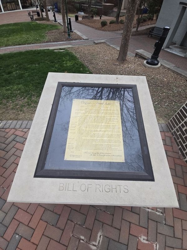 The Charters of Freedom Marker - replica display of the Bill of Rights image. Click for full size.