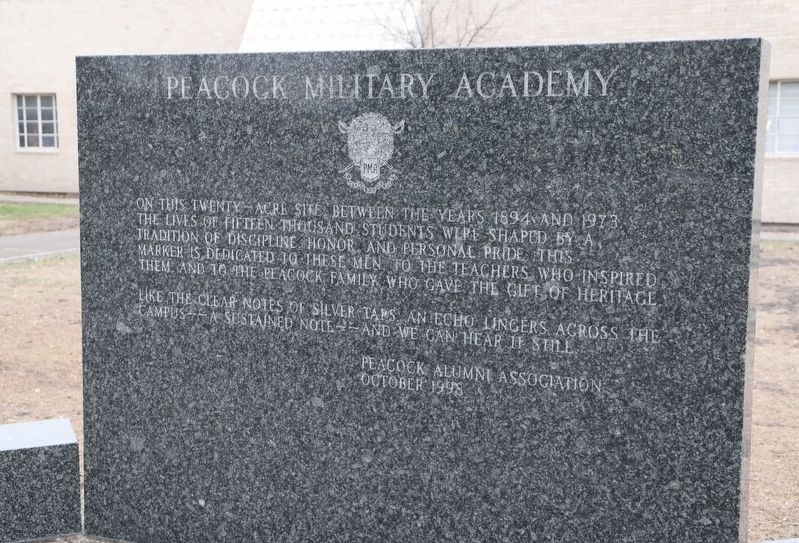 Peacock Military Academy Marker. Click for full size. Peacock Military Academy Marker image. Click for full size.