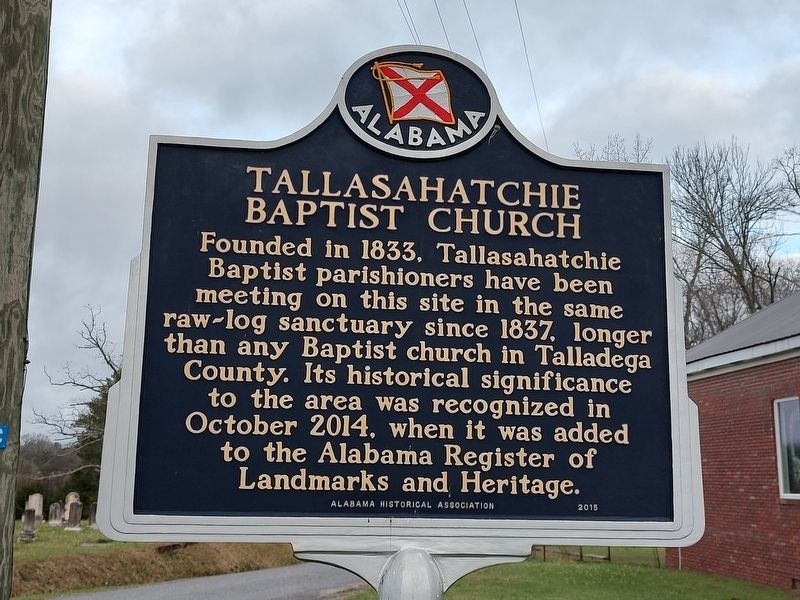 Tallasahatchie Baptist Church Marker image. Click for full size.