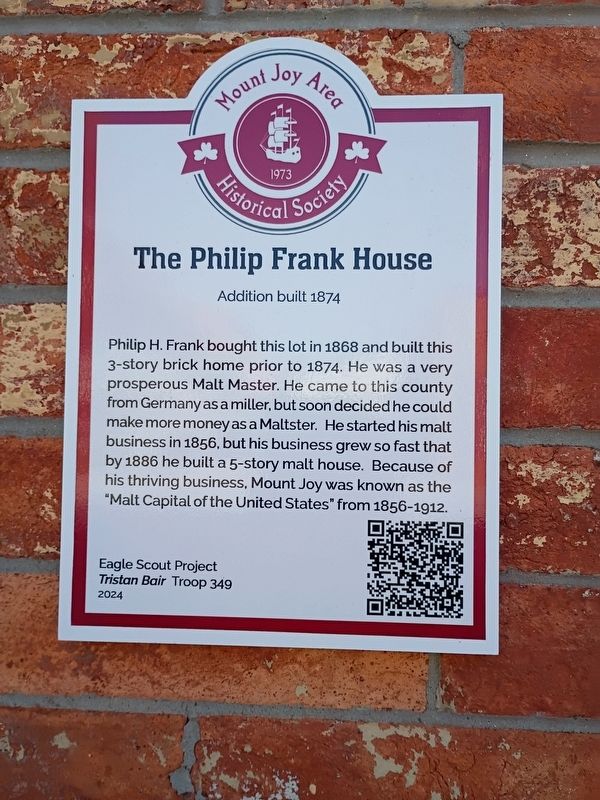 The Philip Frank House Marker image. Click for full size.