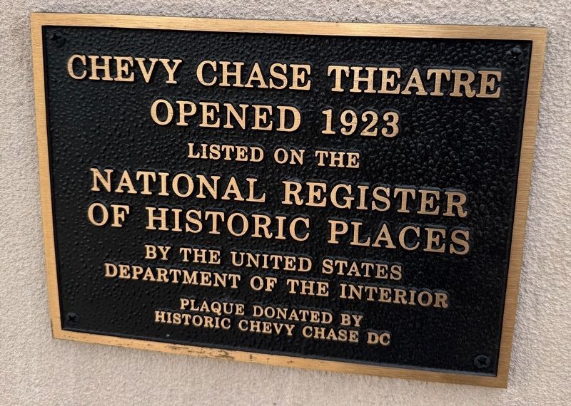 Chevy Chase Theatre Marker image. Click for more information.
