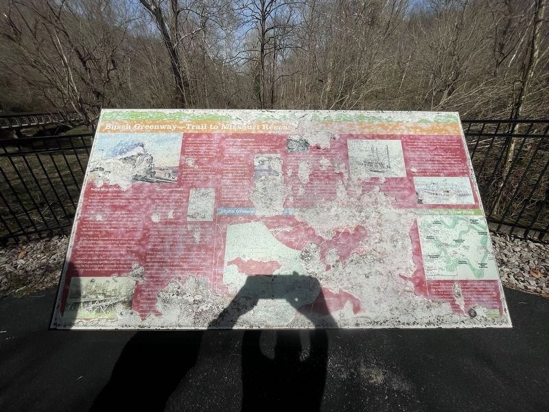 Busch Greenway - Trail to Missouri Research Park Marker continues to weather image. Click for full size.