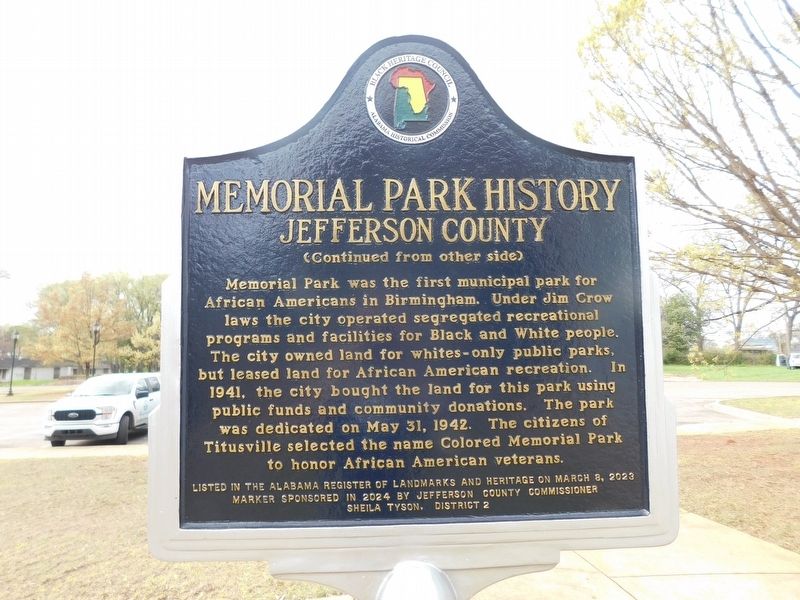 Colored Memorial Park Marker image. Click for full size.