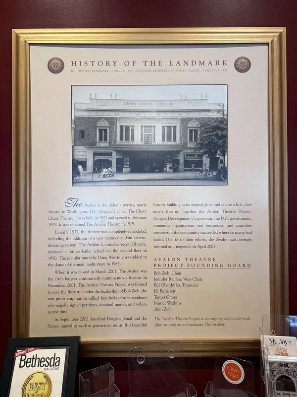 Historical signage inside of the Avalon Theatre image. Click for full size.