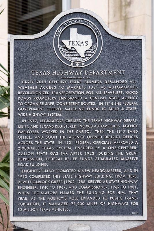 Texas Highway Department Marker image. Click for full size.