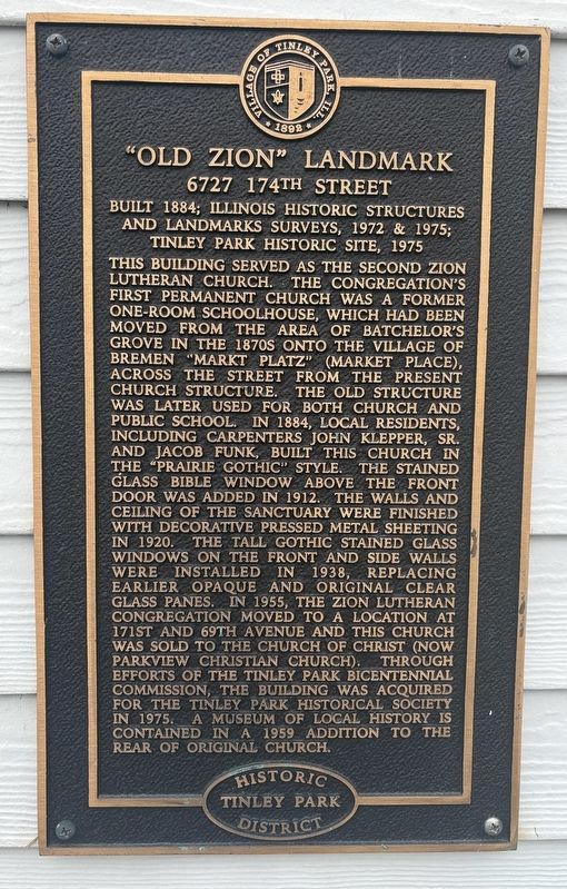 "Old Zion" Landmark Marker. Click for full size. "Old Zion" Landmark Marker image. Click for full size.