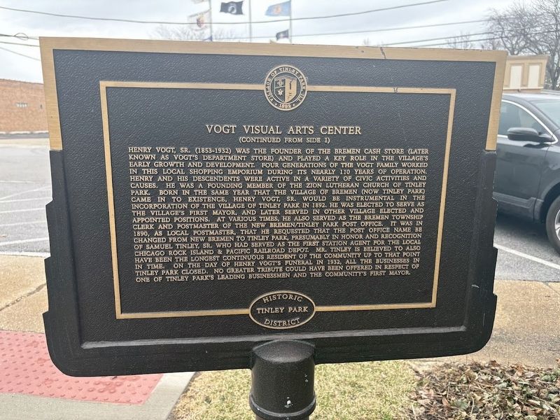 Vogt Visual Arts Center Marker, Side Two. Click for full size. Vogt Visual Arts Center Marker, Side Two image. Click for full size.