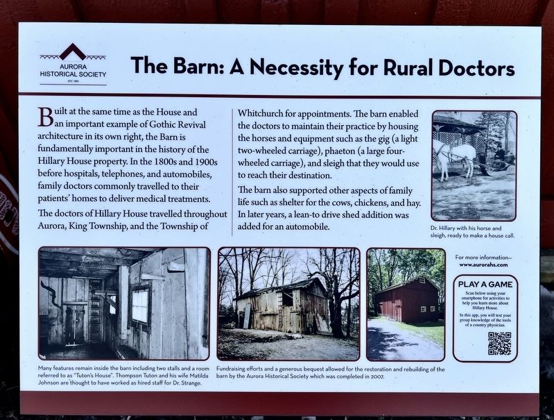 The Barn: a Necessity for Rural Doctors Marker. Click for full size. The Barn: a Necessity for Rural Doctors Marker image. Click for full size.