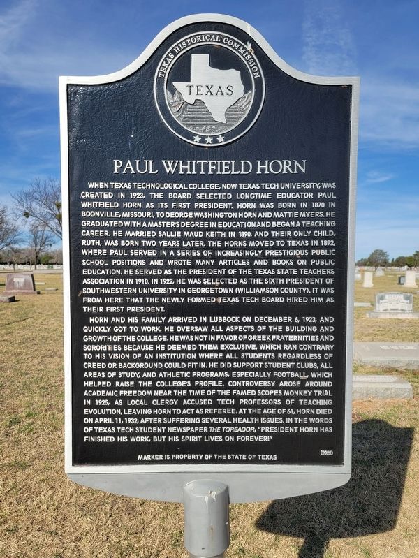 Paul Whitfield Horn Marker image. Click for full size.
