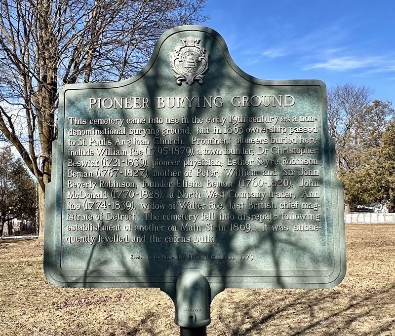 Pioneer Burying Ground Marker. Click for full size. Pioneer Burying Ground Marker image. Click for full size.